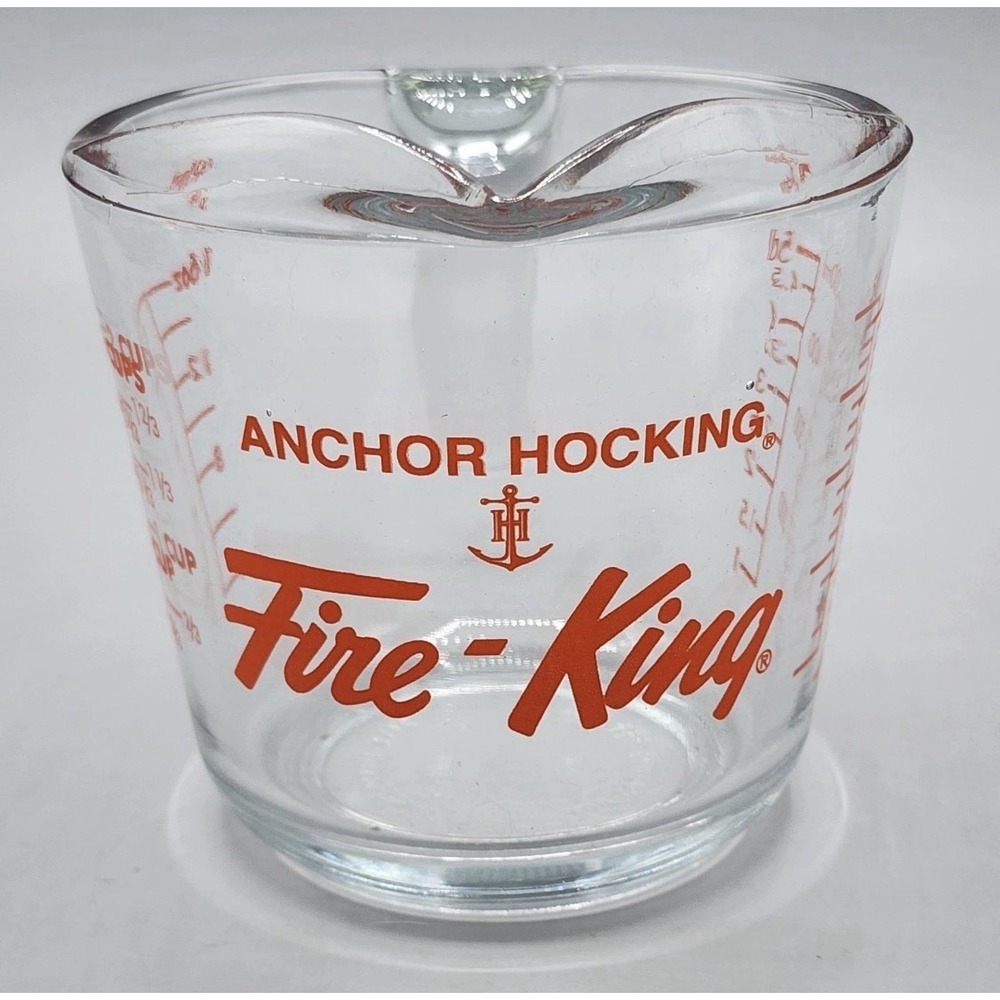 Vintage Anchor Hocking Fire-King 2 Cup Measuring Cup Red Lettering